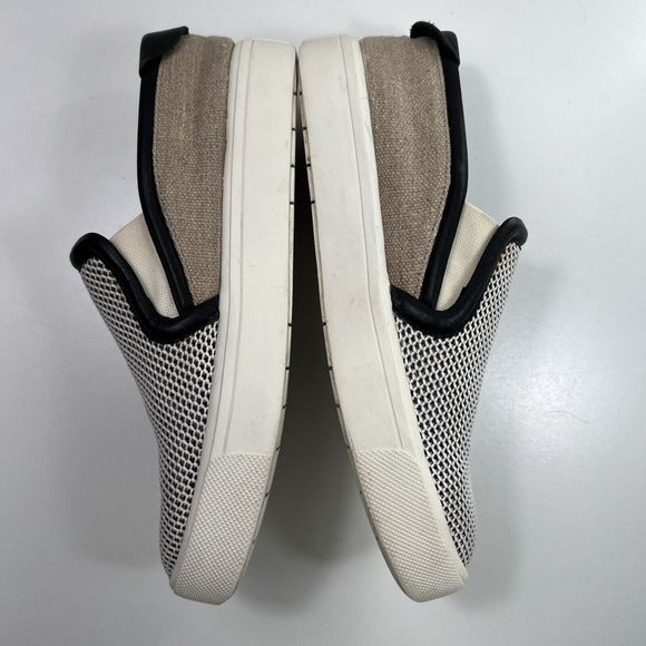 Vince Women's Bram Slip On Shoe Size 5.5 White Mesh Black Leather Sneaker Loafer - Picture 8 of 11